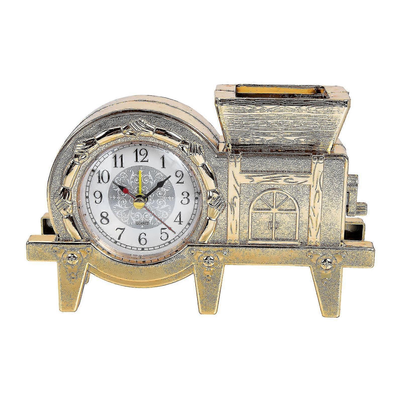 Tabletop Retro Clock Ornament Simple Style Desktop Windmill Pen Holder Clock Decor
