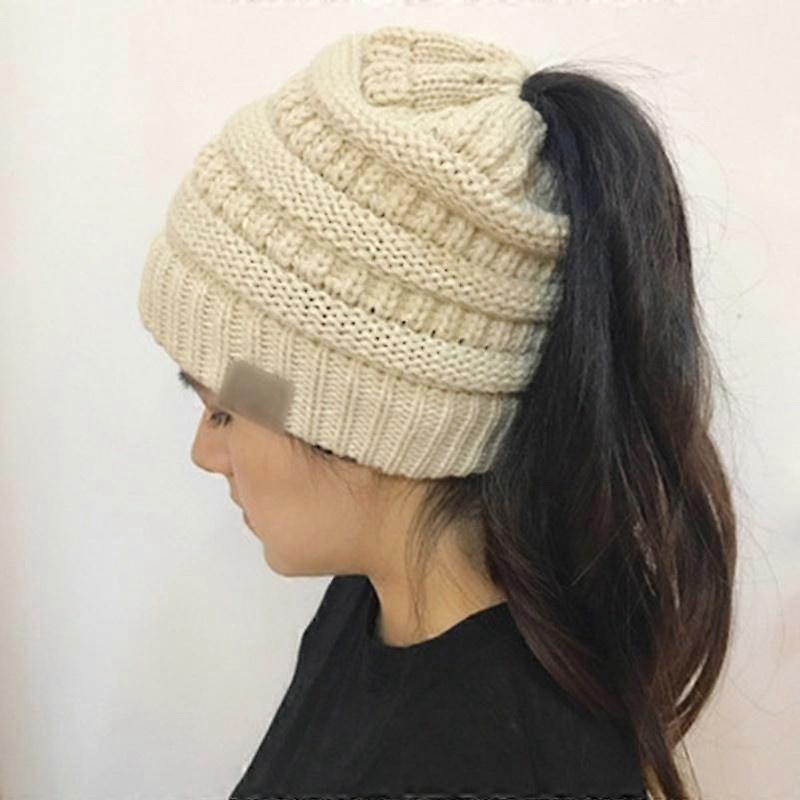 10 Color Autumn And Winter Warm Hats Ladies Knitted Horsetail Wool Hat