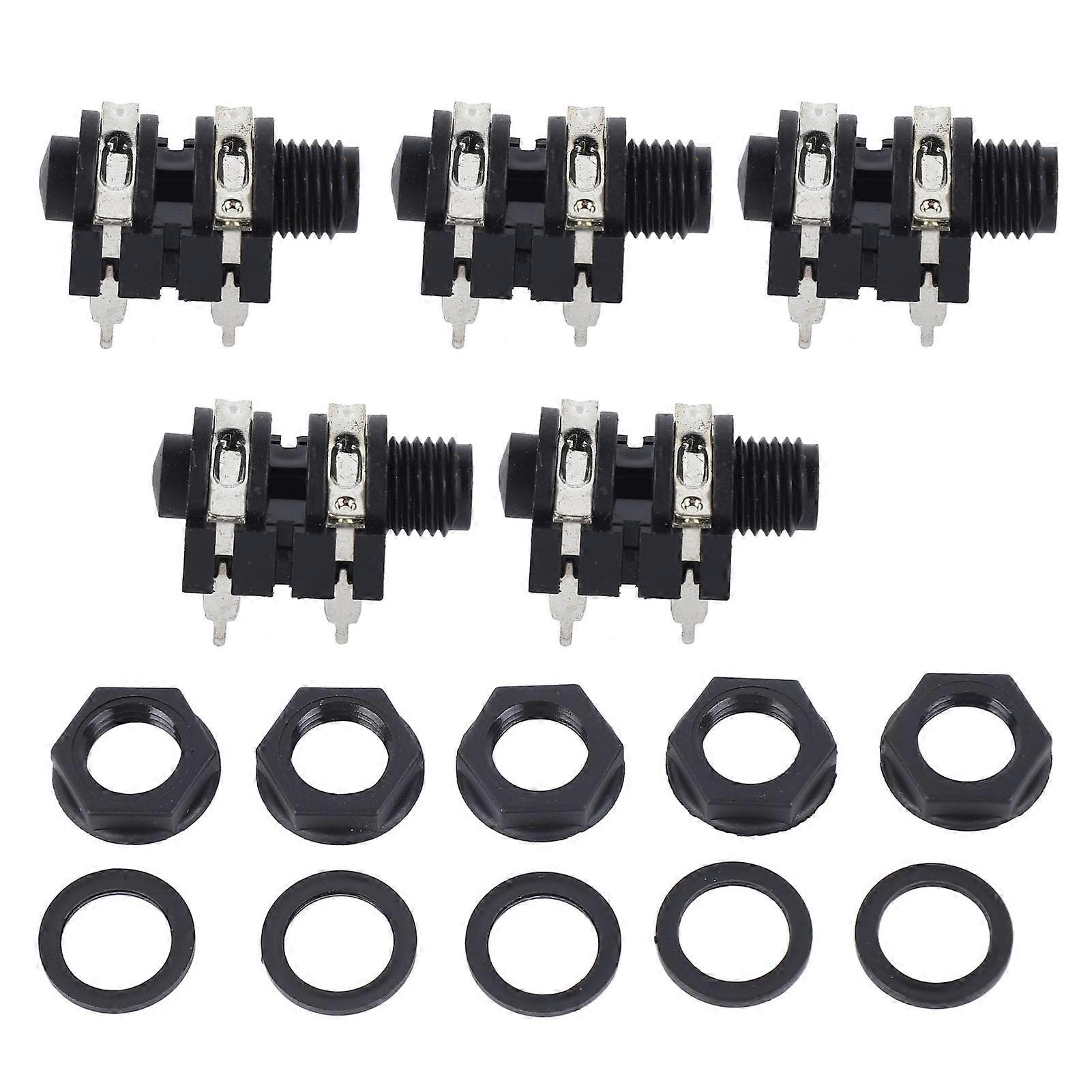 5pcs 6.35mm 4p Stereo Socket 6.5mm Input Stable Transmission Easy Operation For Microphone Electric Guitar Negative Socket