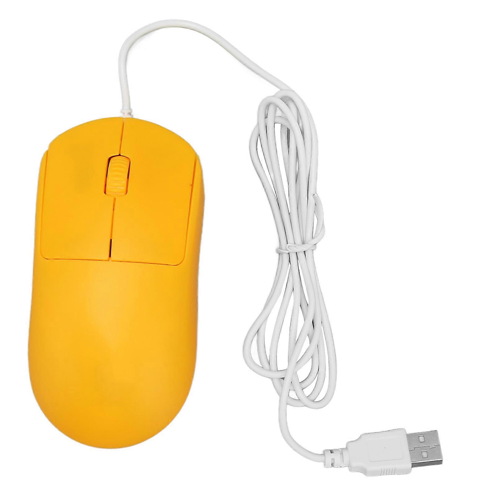 Souris filaire Optique 1200DPI Port USB Design ergonomique Plug and Play Souris d’ordinateur pour ordinateurs portables PC de bureau Jaune