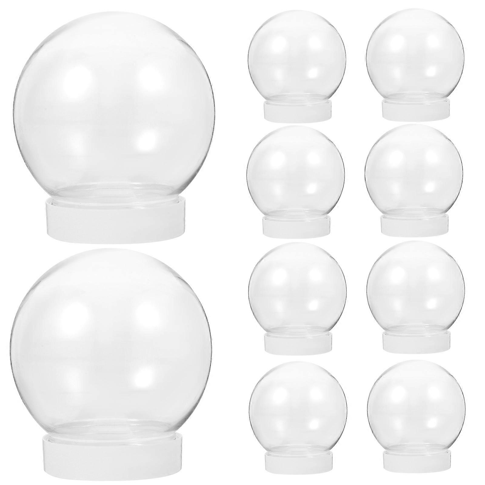 10Pcs DIY Snow Globe Water Globe Christmas Clear Plastic Snow Globe for DIY Crafts