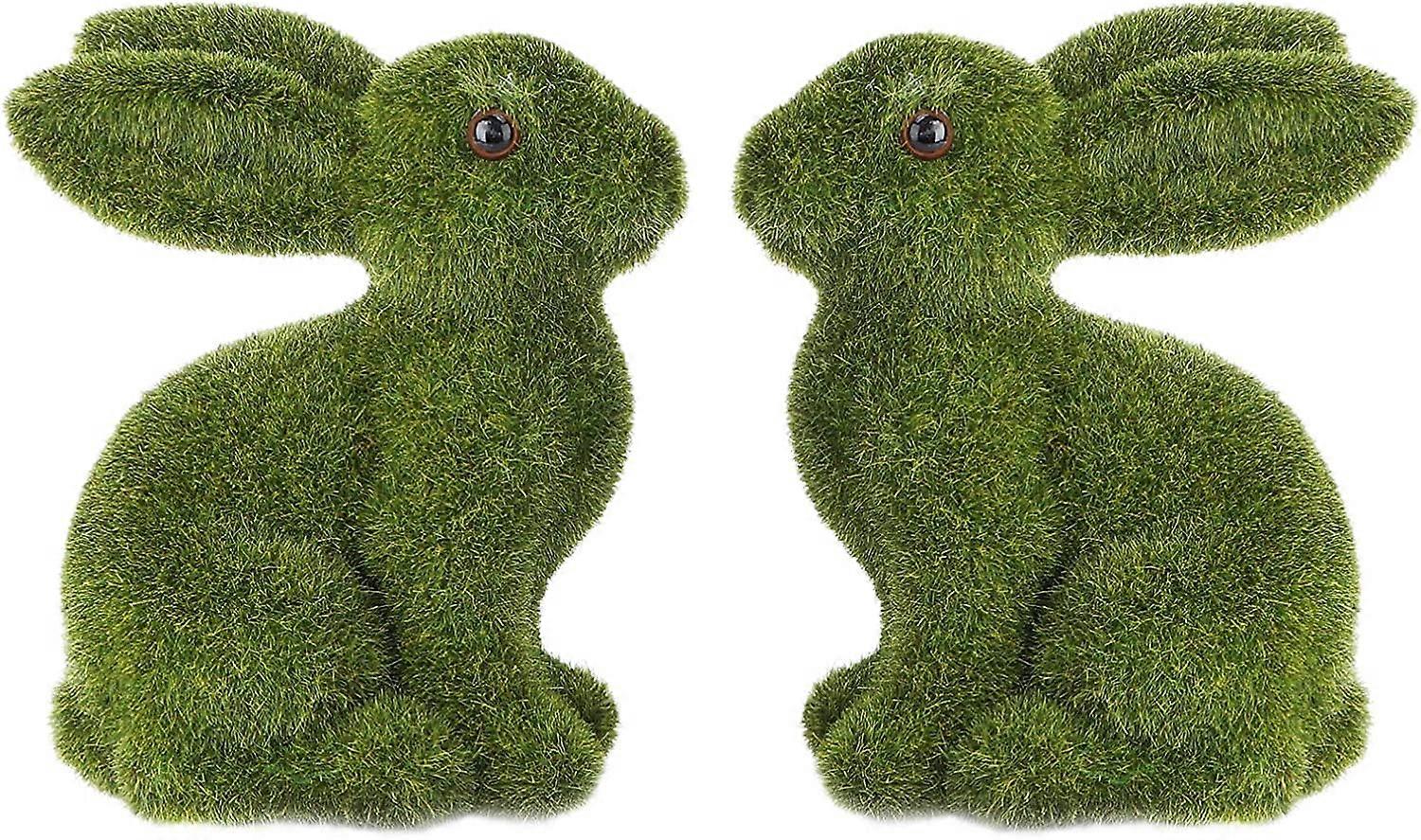 2 pieces moss rabbit Easter bunny figurines rabbit decorative styrofoam shape garden figurines