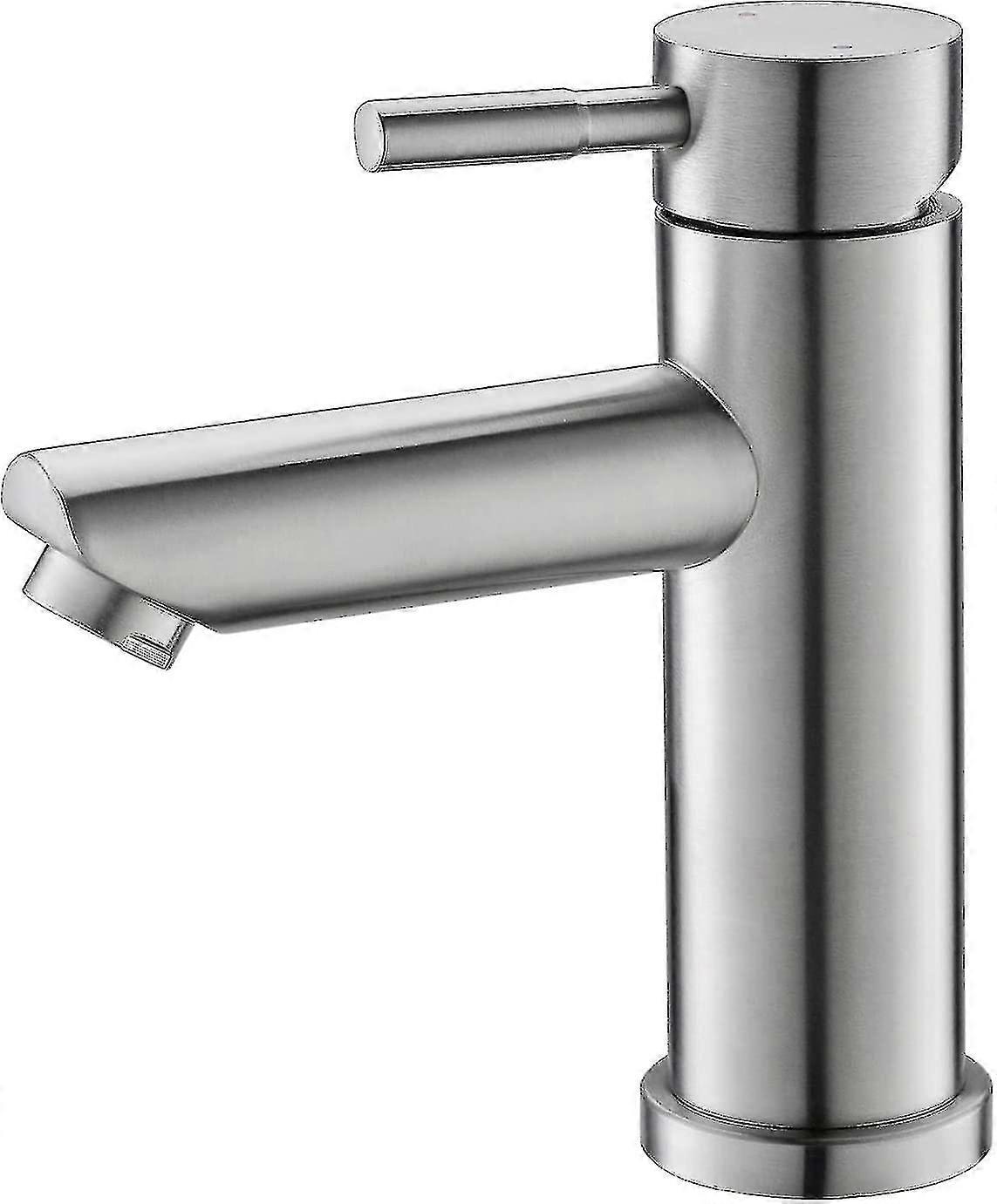 Bathroom Faucet, Single Handle 304 Stainless Steel Basin Mixer Tap, Modern Bathroom Mixer Tap Design, Adjustable Hot And Cold Basin Faucet Silver Scro