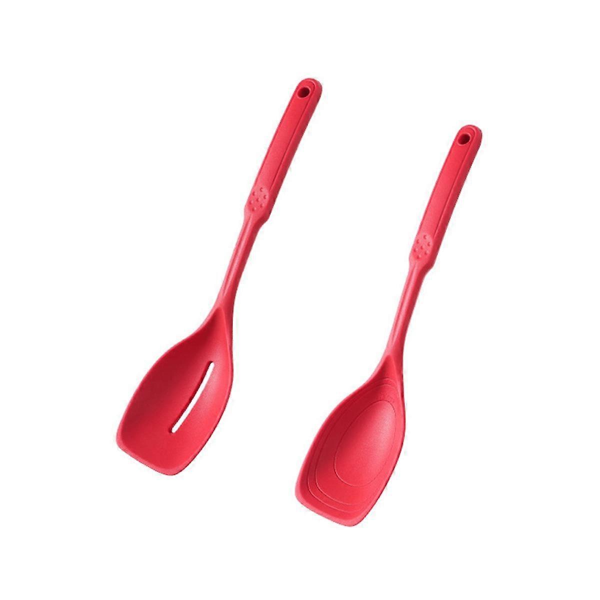 Silicone Cooking Spoon,Non-Stick Slotted and Solid Spoon Set with Deep Bolw and Measurement , Kitch