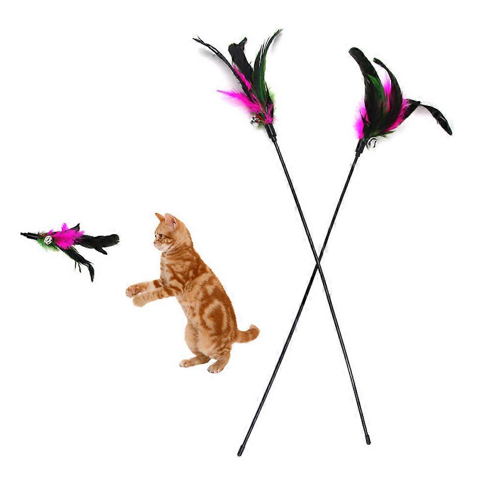 60CM Cat Toy Funny Cat Stick With Small Bell Feathers Playing Rod Toys Pet Product Random Color