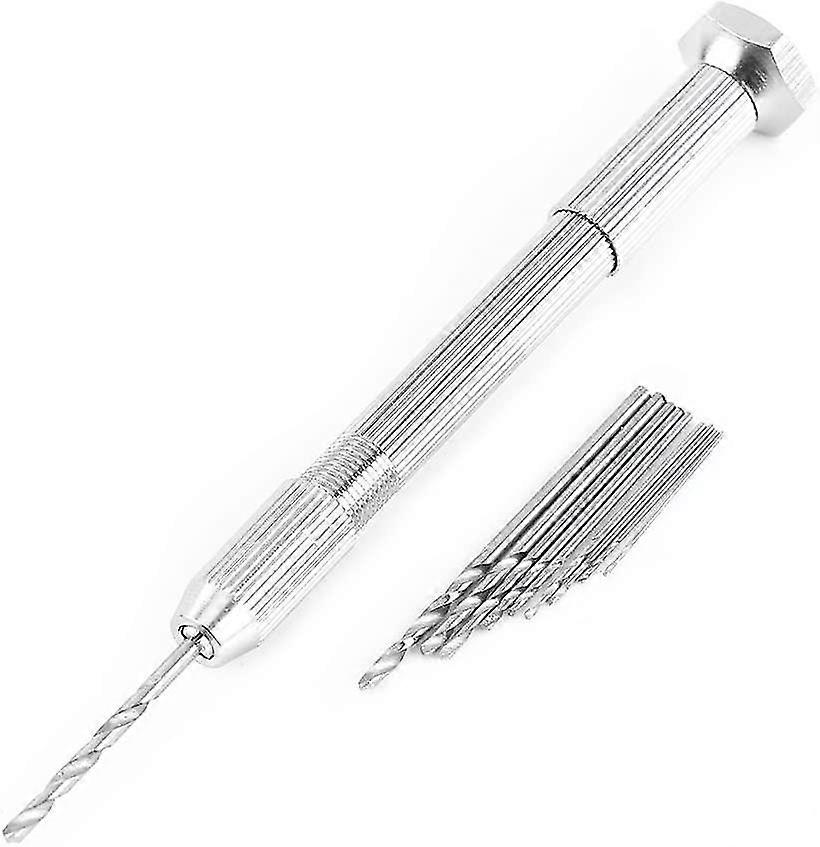 Hand Drill Copper Alloy Silver Hand Screwdriver With 10 Hhs Drill Bits Crday Gift