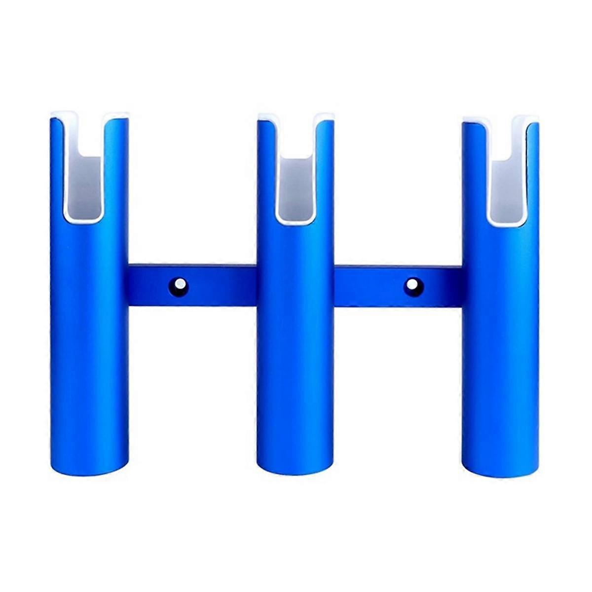 Aluminium Fishing Rod Holder 3 Tubes Linked 3 Rod Rack for Marine Yacht Boat Truck RV Blue