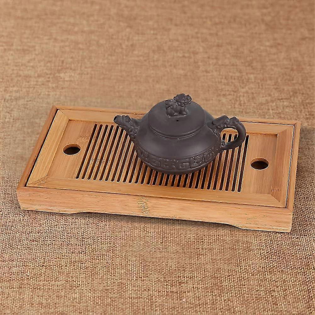 Bambus tebakke, rektangulær bakke til fremstilling af te ved hjælp af den kinesiske Gong Fu Cha-metode, teceremoni, 27 x 14 x 3 cm