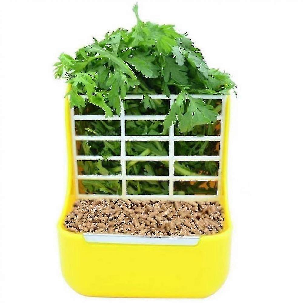 2 In 1 Food Hay Feeder For Guinea Pig,rabbit,feeder Bowls Use For Grass & Food(yellow)