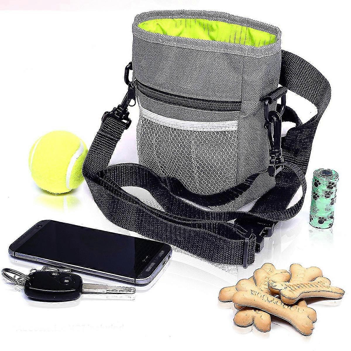 Yaju Dog Treat Training Pouch, Dog Food Pouch, Easily Carries Pet Toys, Kibble, Treats, Built-in Poop Bag Dispenser1piece,grey