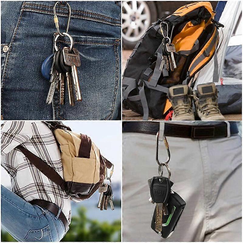 6PCS 迷你钛合金锁定登山扣,小型轻巧坚固的 D 形环钥匙扣夹,适用于室内户外