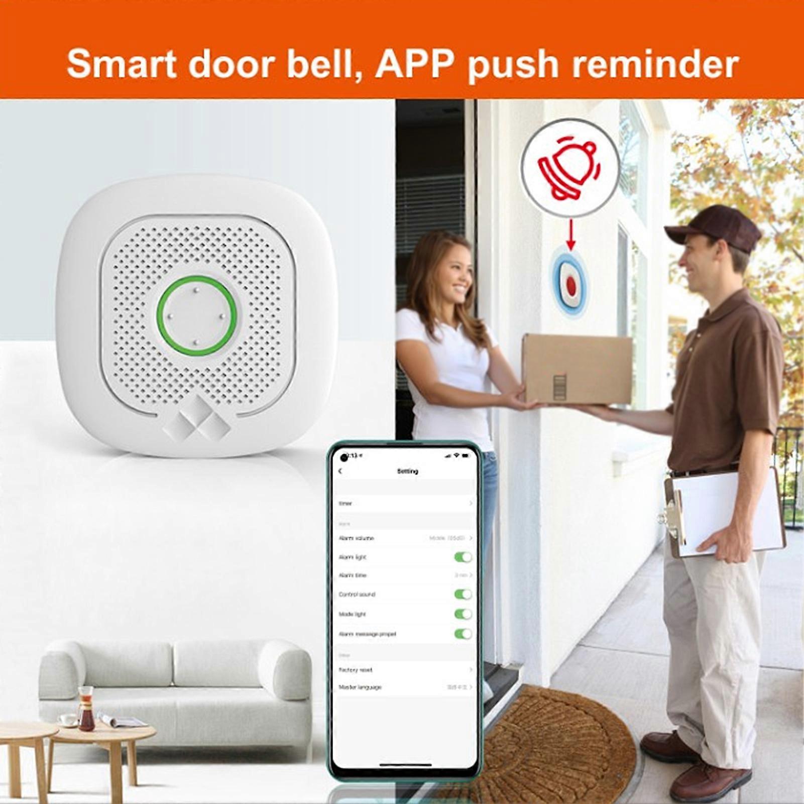 Security Infrared Alarm Door Magnetic Sensor Door Bell with Remote Control Works for Tuya 100240V