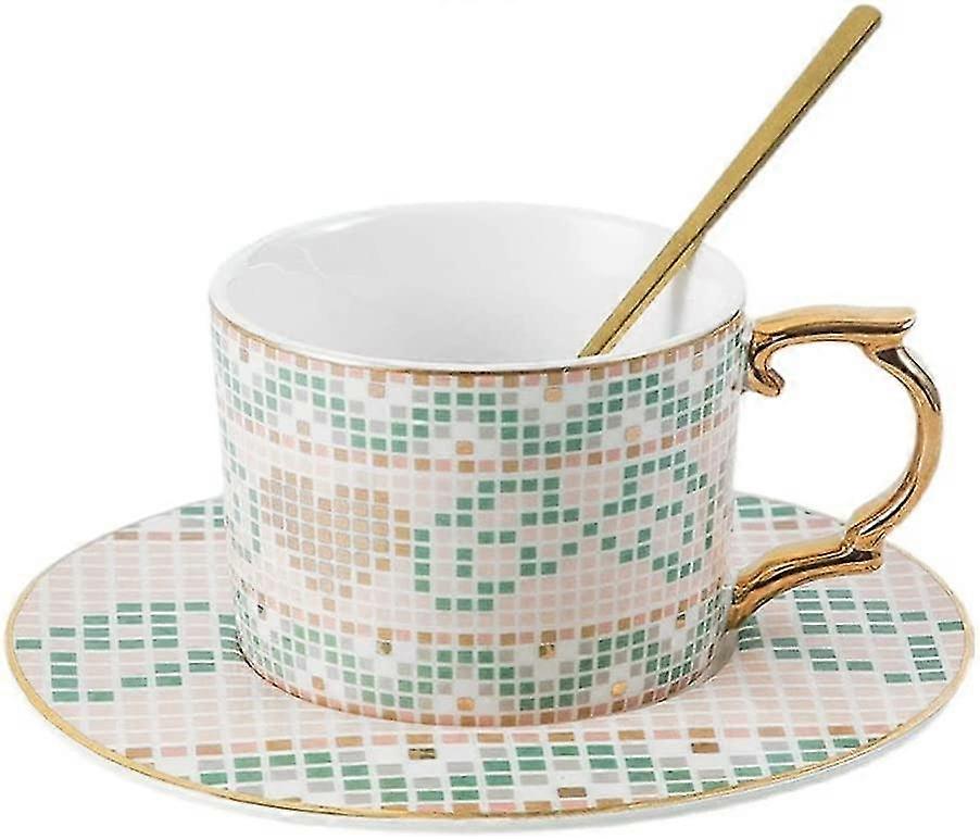 Ceramiczny kubek do kawy Lekki luksusowy ceramiczny kubek do kawy Europejski zestaw retro Domowy styl angielski popołudniowy kubek do herbaty Zestaw kubków do kawy (a)