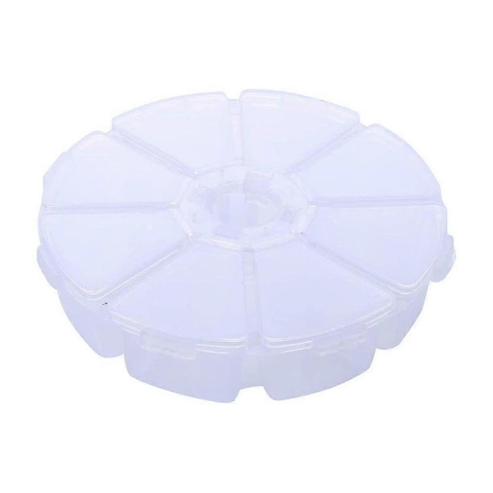 1 8-slot Transparent Round Storage Box Jewelry Cosmetic Box Tool Box
