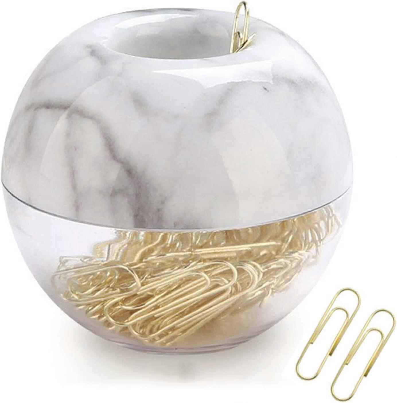 Magnetic Paper Clip HolderMarble White Holder