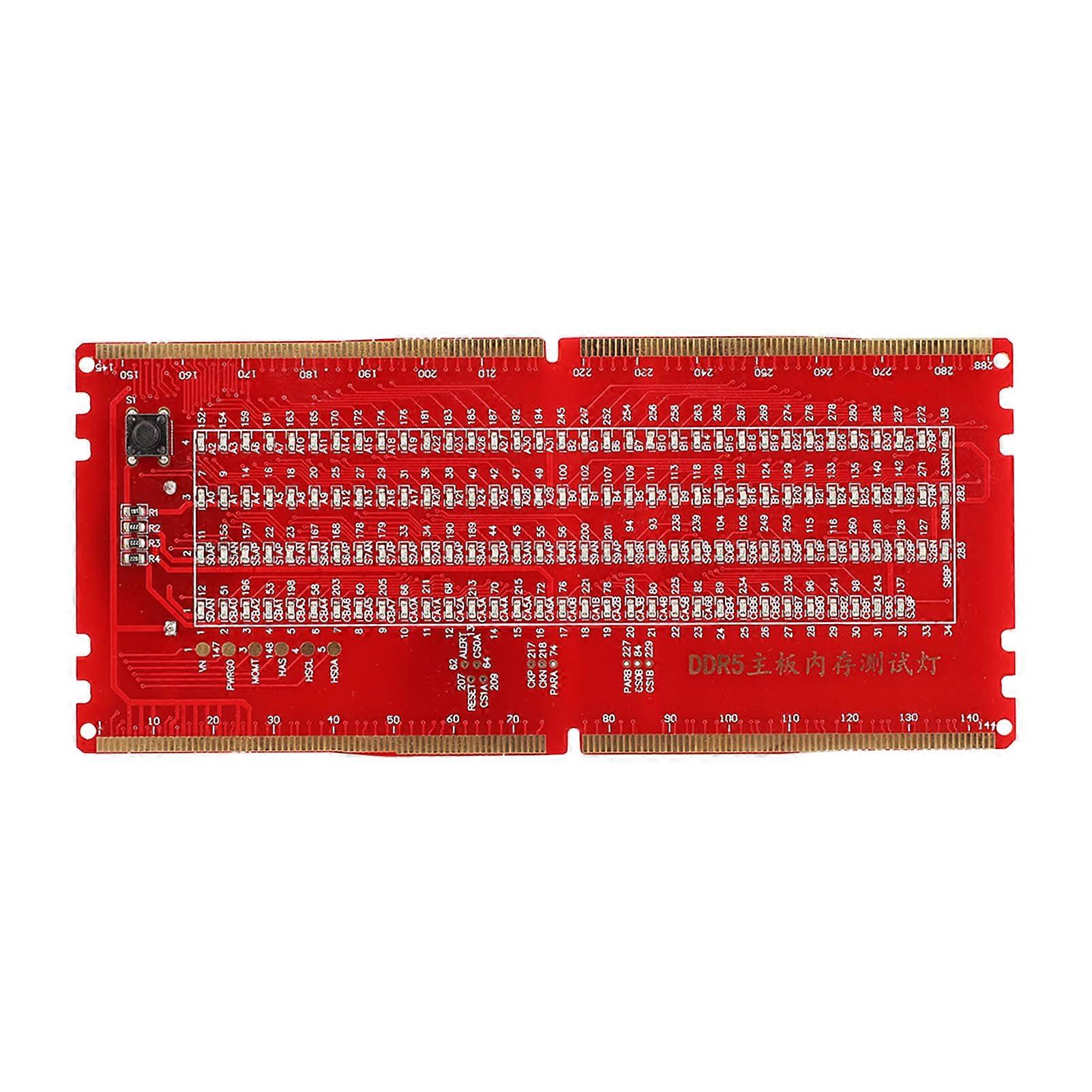 DDR5 RAM Memory Slot Tester Card com luzes LED portátil para PC Motherboard RAM Memory Maintenance Red