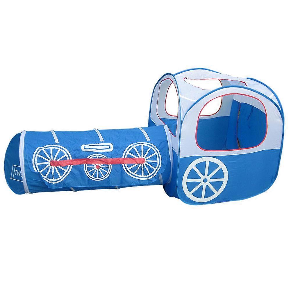 2-IN-1 Foldable Kids Baby Toddler Pop Up Play House Train Tent with Tunnel Playhouse Blue