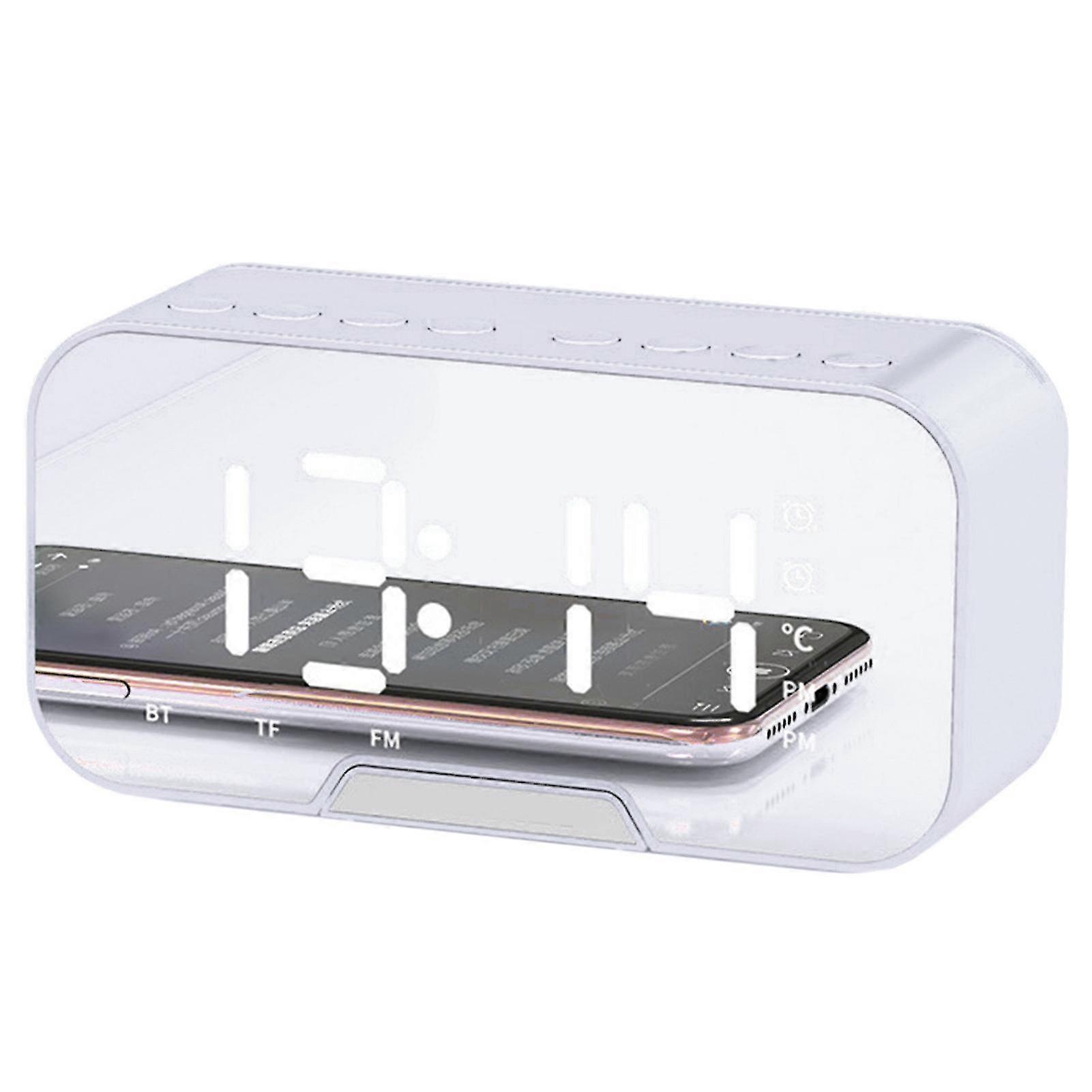 Creative Mirror LED Alarm Clock Radio - Portable Bluetooth Speaker for Bedroom