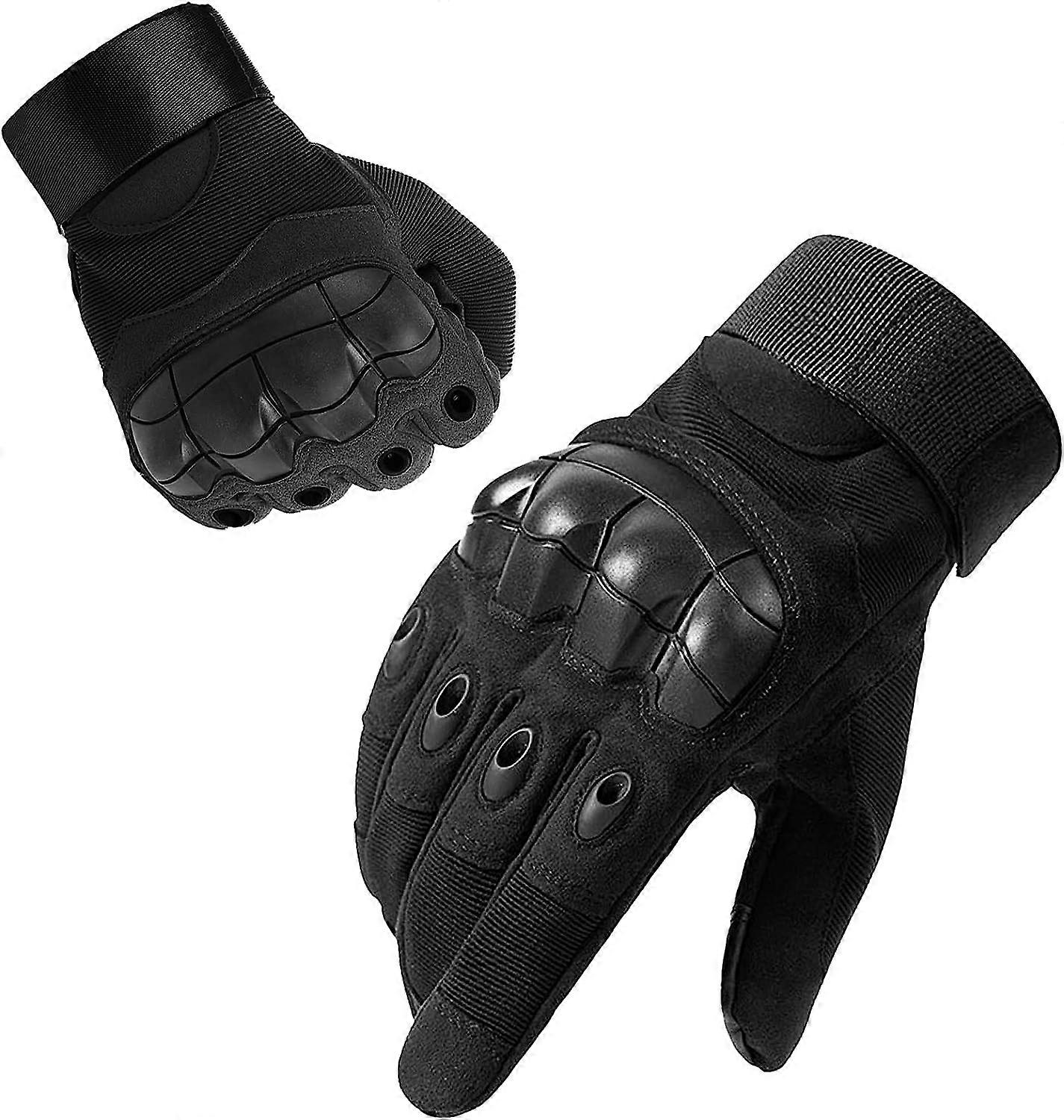 (Black L)Motorcycle Gloves Tactical Gloves, Gloves with Hard Knuckle Protection and 2 Finger Non-Slip Touch Screen, Suitable for Jungle Exploration, T