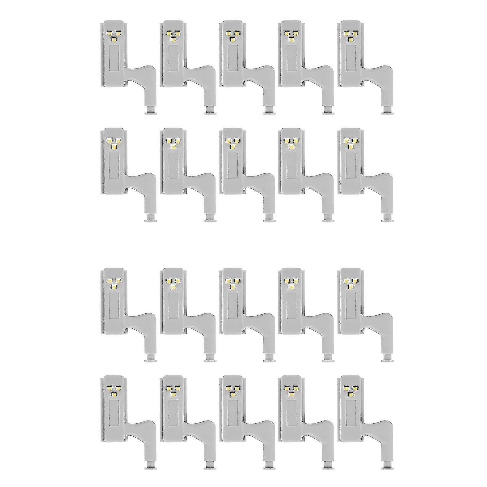 20pcs Cabinet Cupboard Wardrobe Led Hinge Light Smart Sensor Lamp Warm White