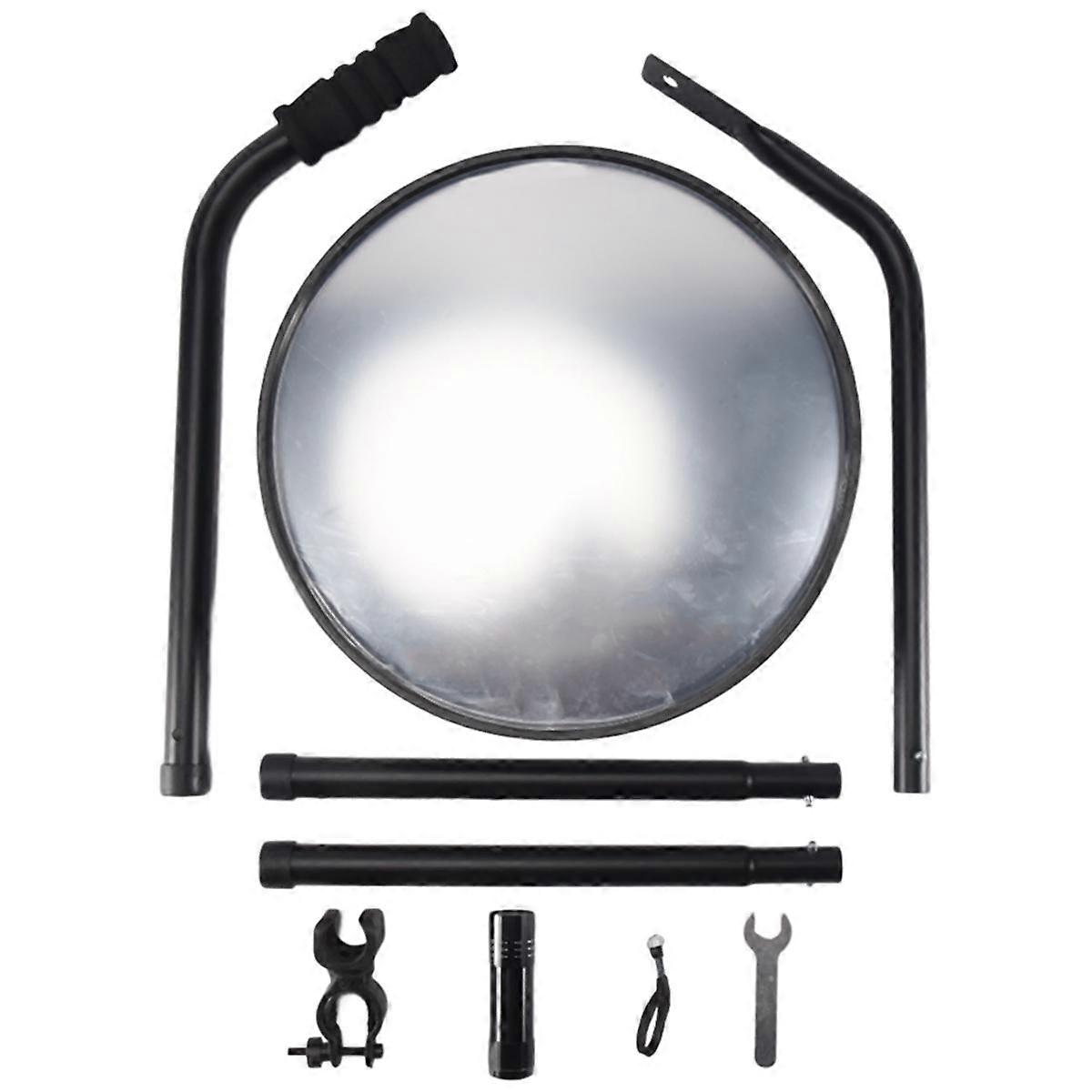 Under Vehicle - 12-Inch Diameter Security Mirror with Wheels and LED Light
