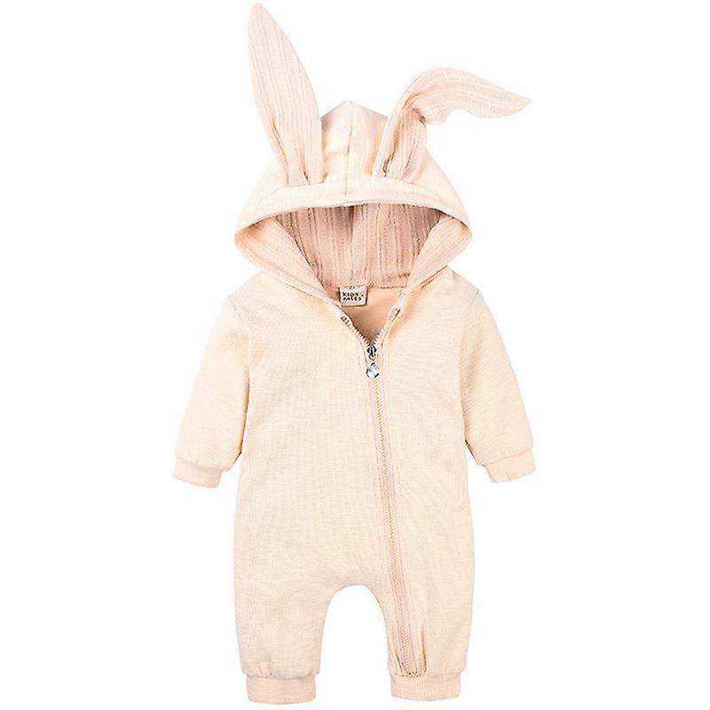 Baby Romper Rabbit Bunny Ear Hooded Jumpsuit Zipper One Piece Pyjama