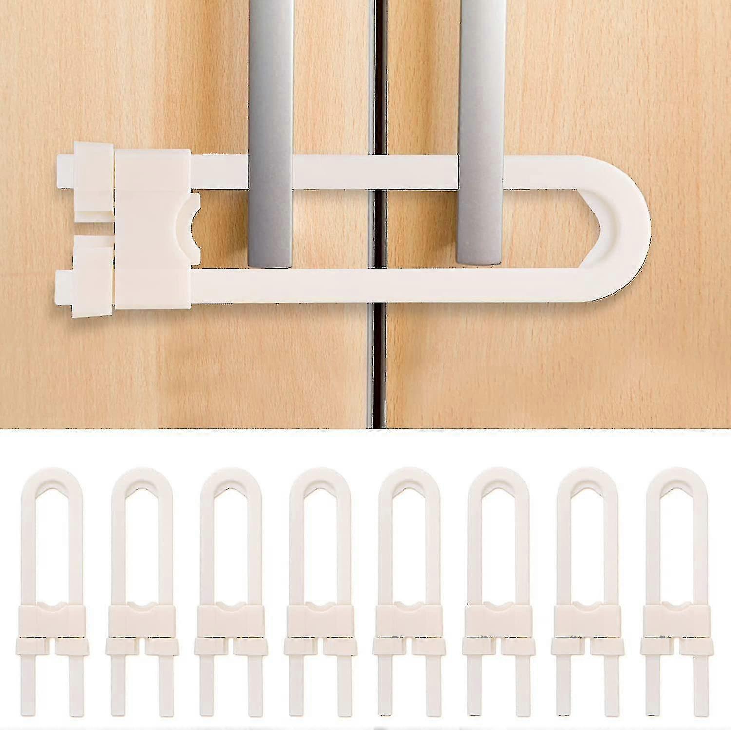 8 Pcs Sliding Cabinet Locks, Baby Proofing Cabinet Locks, Child U-shaped Proofing Cabinet With Adjustable Safety Child Lock, Childproof Latch For Knob