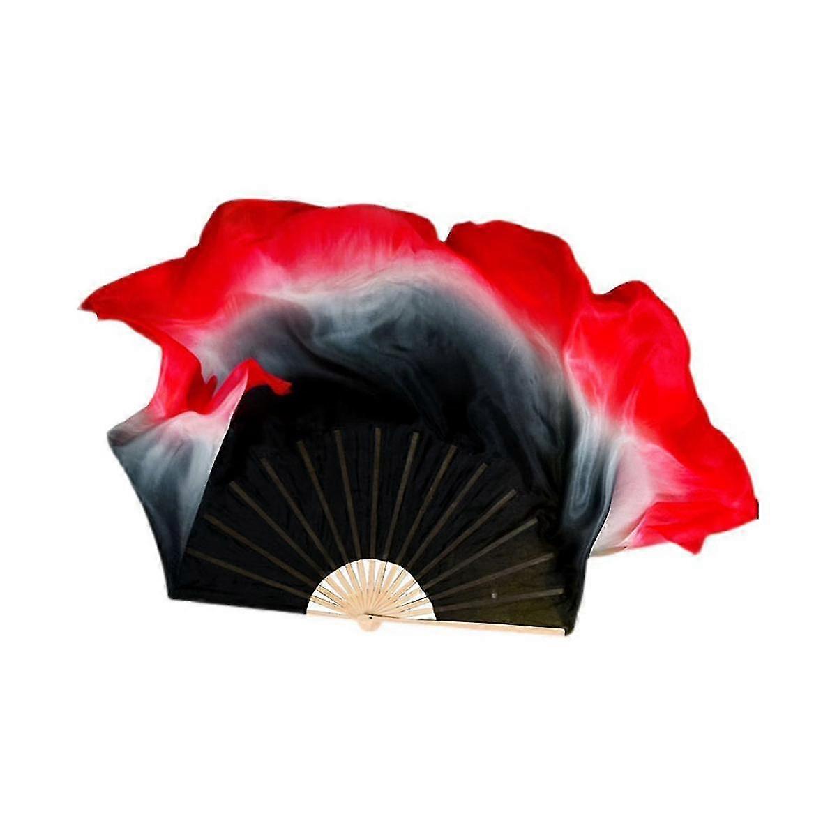 1 Pair Gradient Yangko Dance Fan Real Silk Veil Bamboo Ribs Double Sided Show Props Performance Fan