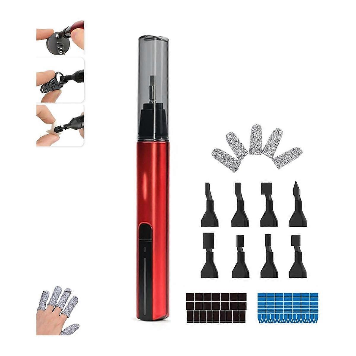 Reciprocating Electric Sander, 3-Speed Adjustable Detail Sanding Pen, 8 Sanding Heads and Self-Adhe
