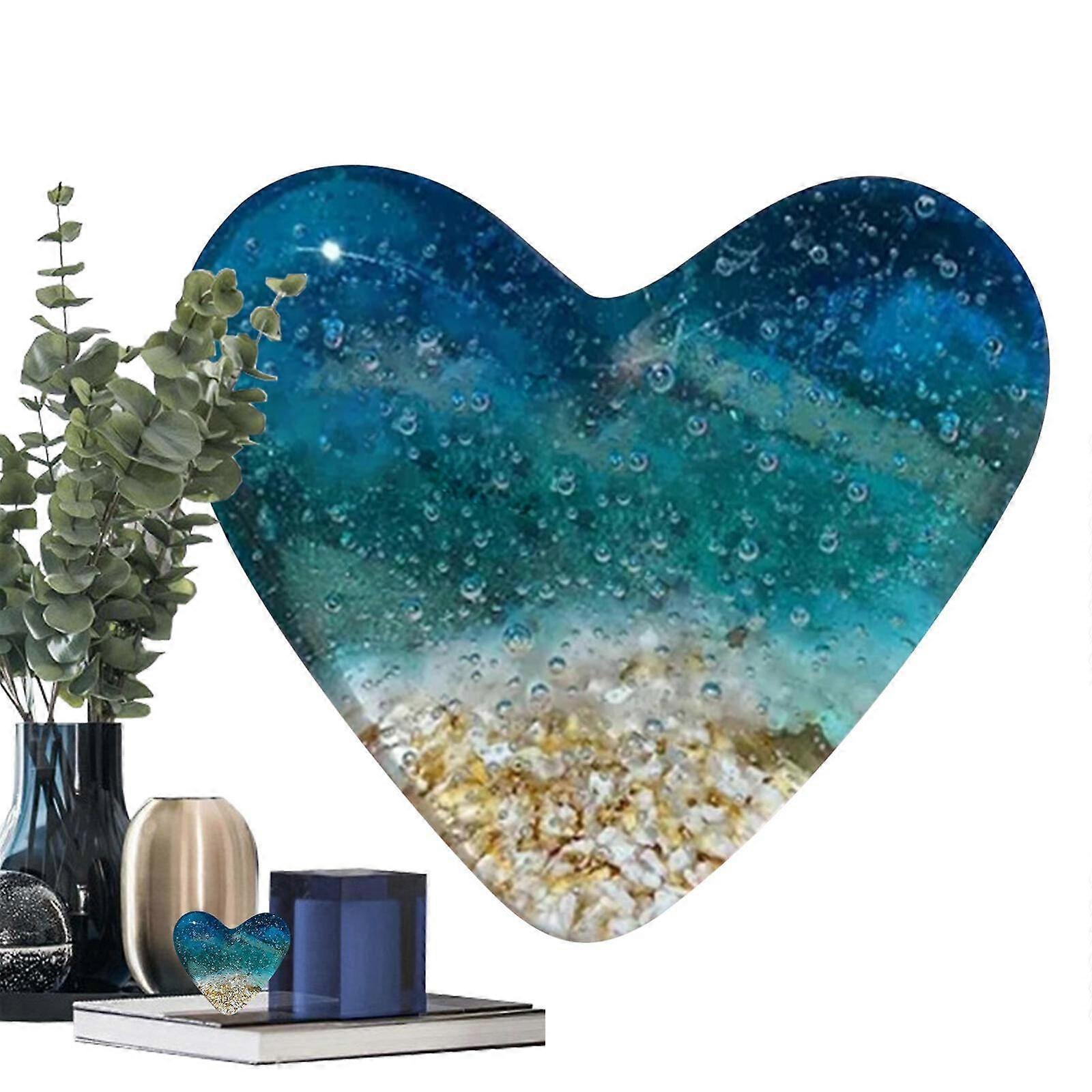 5件装玻璃海滩心形口袋，口袋令牌玻璃心形纪念品Gif