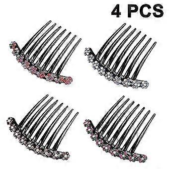 4 stuks Rhinest Insert Kam Bloem Dames-tand Kam H Kam H Accessoires