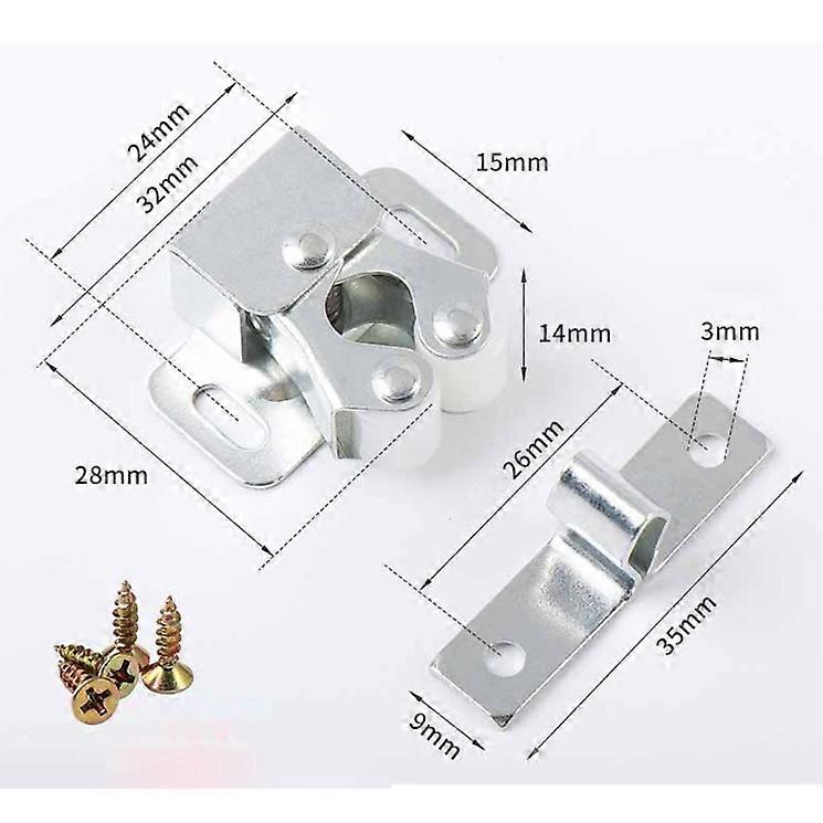 12 PCS Cabinet Door Latch Double Roller Catch, Cold Rolled Steel Heavy Duty Cupb
