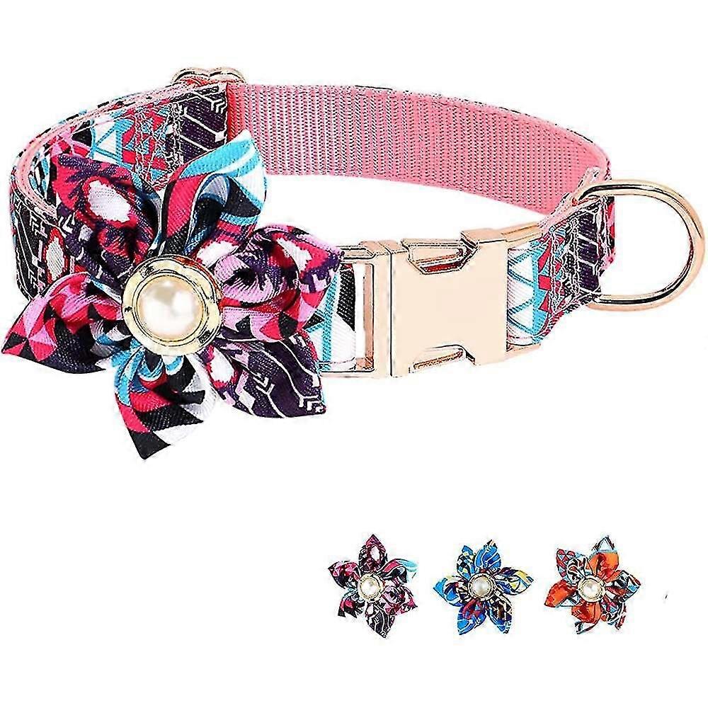 フラワーガール犬の首輪取り外し可能な花の装飾調節可愛い犬の首輪