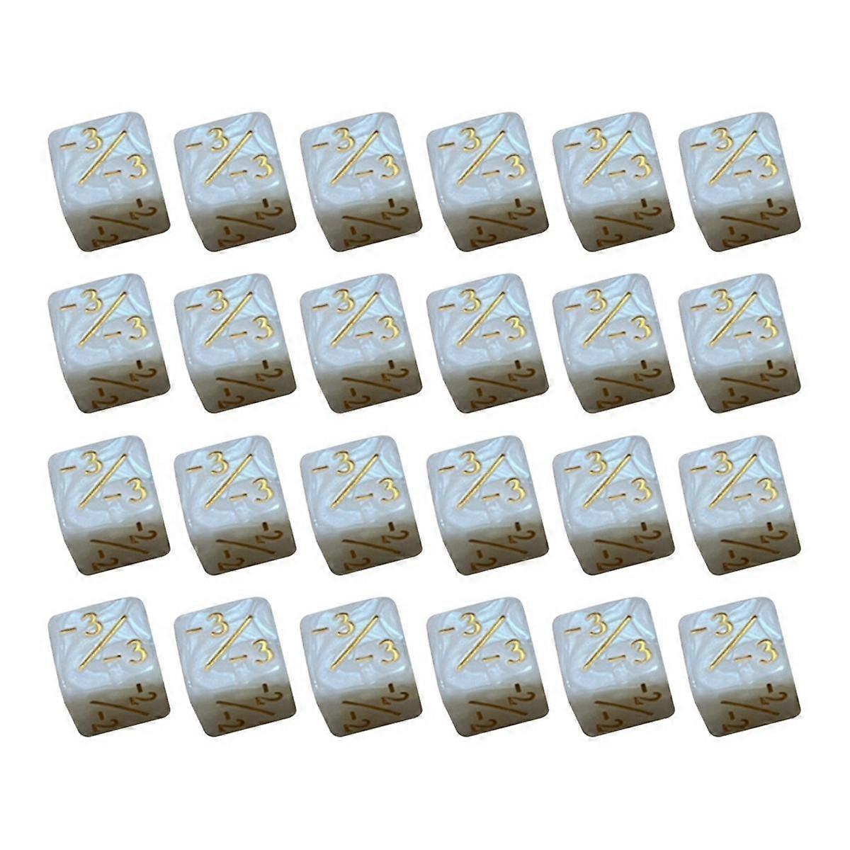 24Pcs Dice Counters Marker Tokens Acrylic Dice-Cubes +/- D6 Card Game Accessories Kids Learning Toys (White)