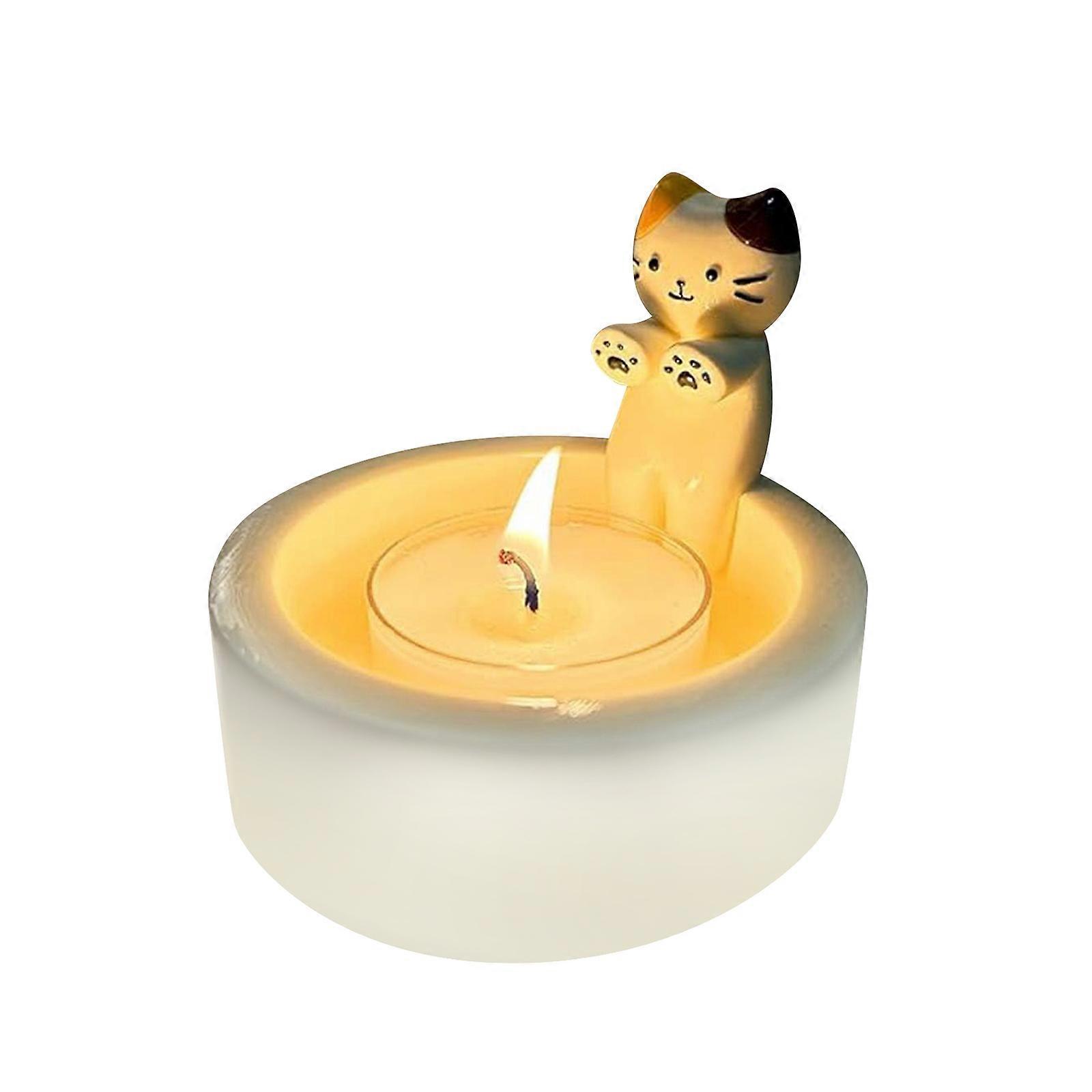 Cat Candle Holder Warming Its Paws Cute Scented Light Holder Desktop Decor Brand New