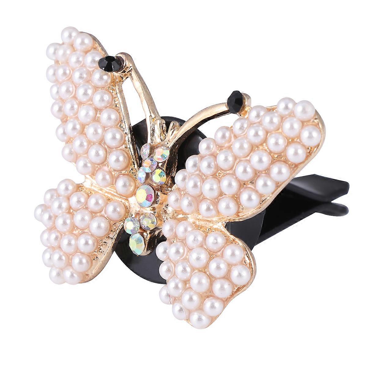 Artificial Pearl Shape Car Perfume Clip Fashion Rhinestone Aromatherapy Diffuser Perfume Vent Clip Charms Auto Vehicle Inner Dashboard Sparkling Decor