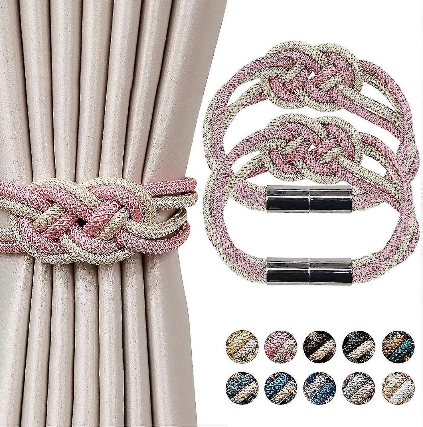 2 Paket Güçlü Manyetik Perde Tiebacks-pembe Ve Bej