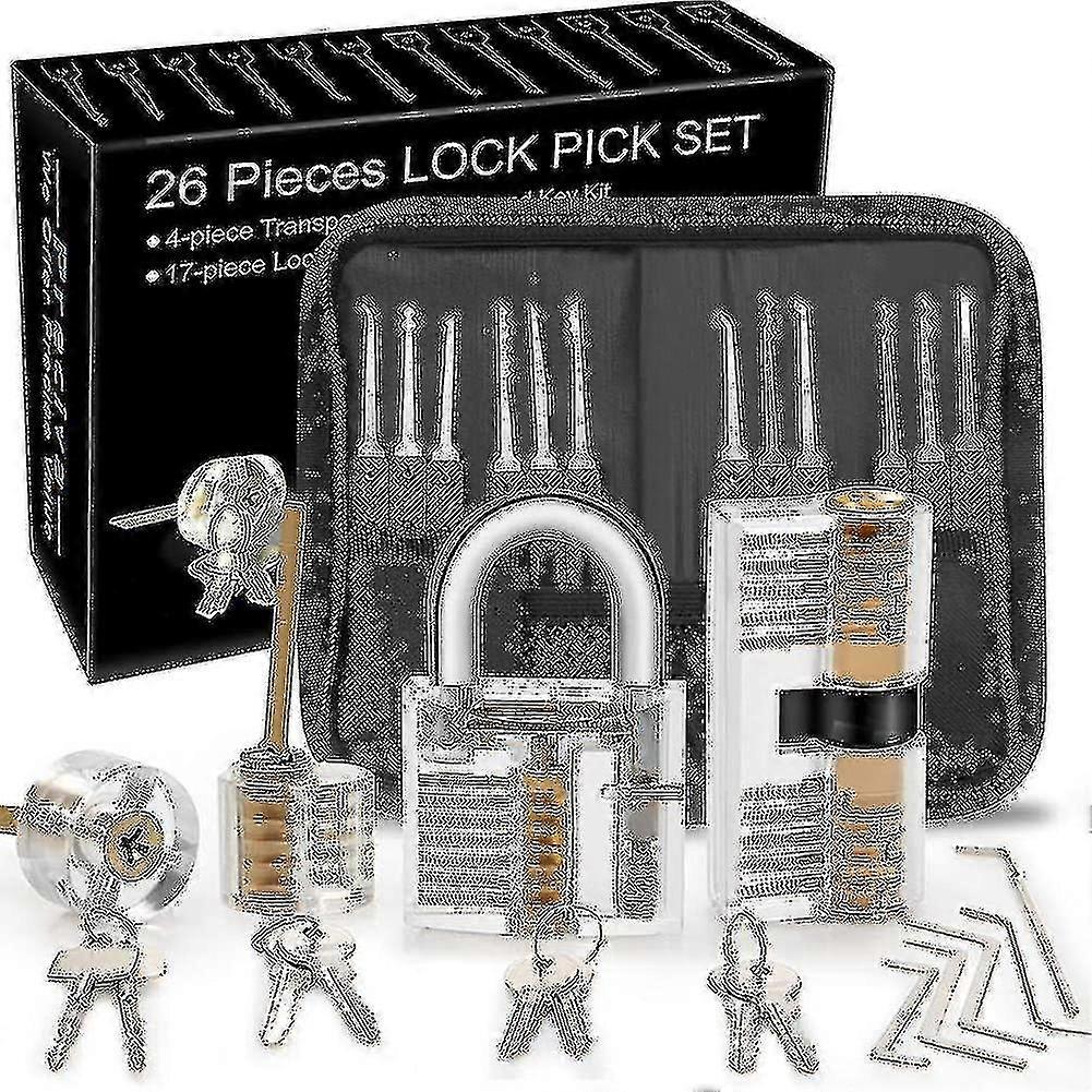 Lock Picking Kit, 25-piece Lock Picking Kit, Practice Tools With 3 Clear Locks