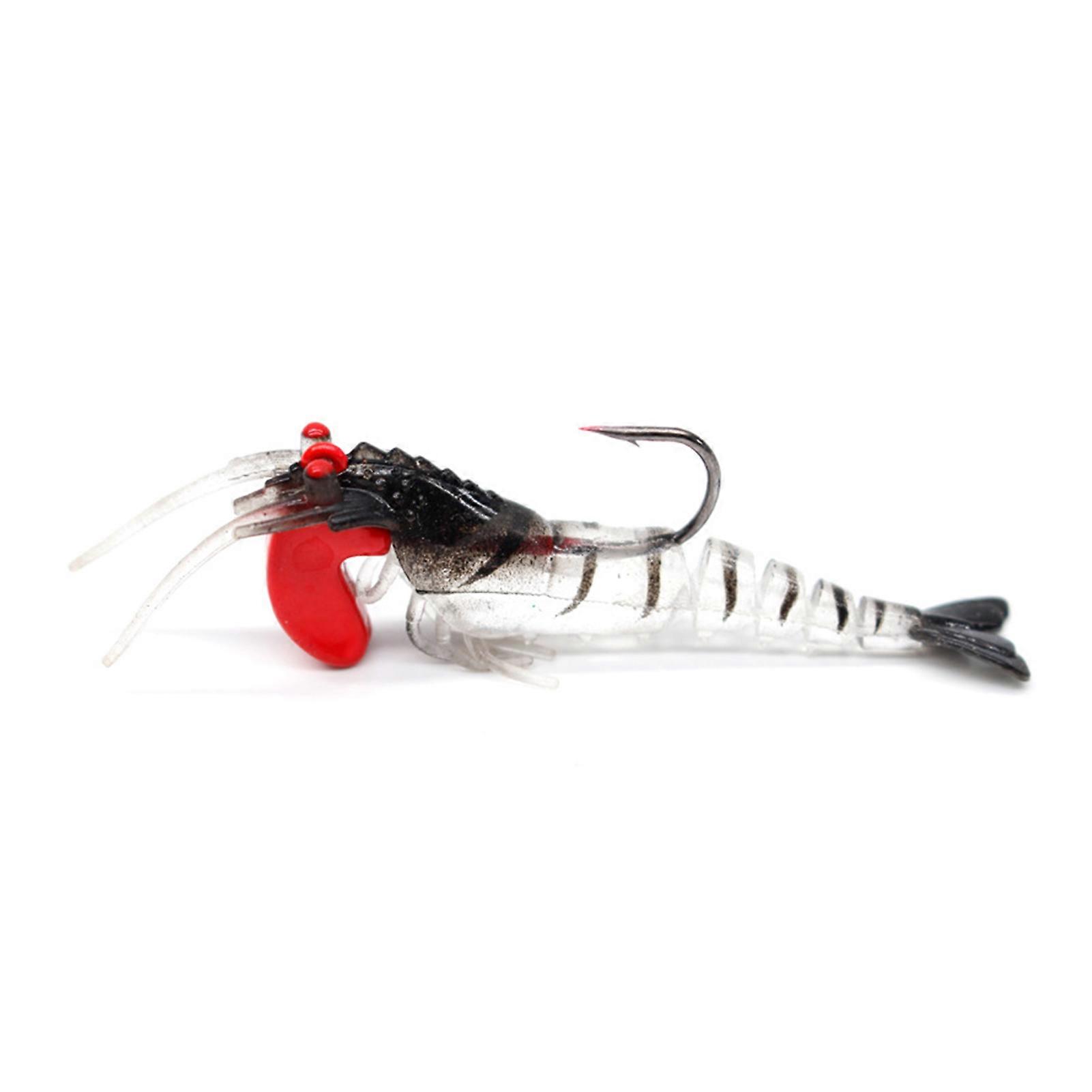 Shrimp Bait Realistic Looking Bright Color Flexible Highly Simulated with Sharp Hook Easy Penetration Multi-Section Shrimp Bait Luminous Fishing Lure 