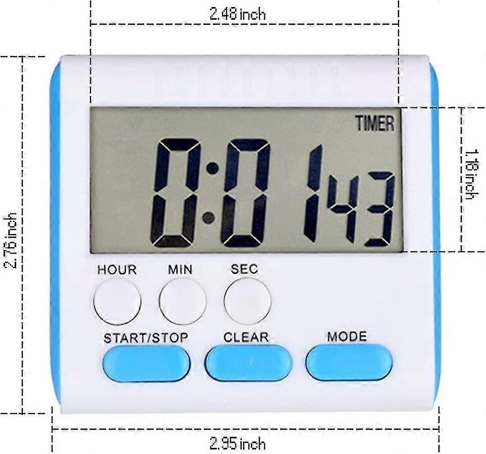 24 Hours Magnetic Kitchen Timers With Digital Alarm Clock Timer, Loud Alarm And Big Screen (1pc,blue)