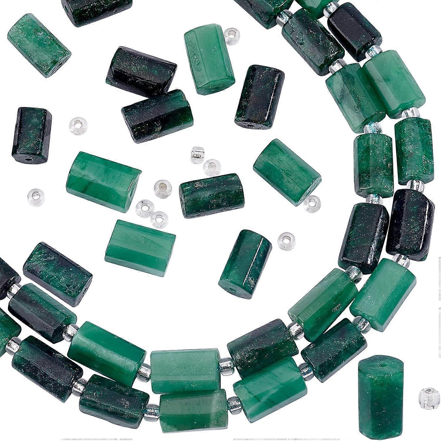 2 Strands Natural Emerald Beads Strands 30-34pcs Natural Untreated Emerald Faceted Column Shape Beads Genuine Emerald Smooth Beads Precious Gemstone
