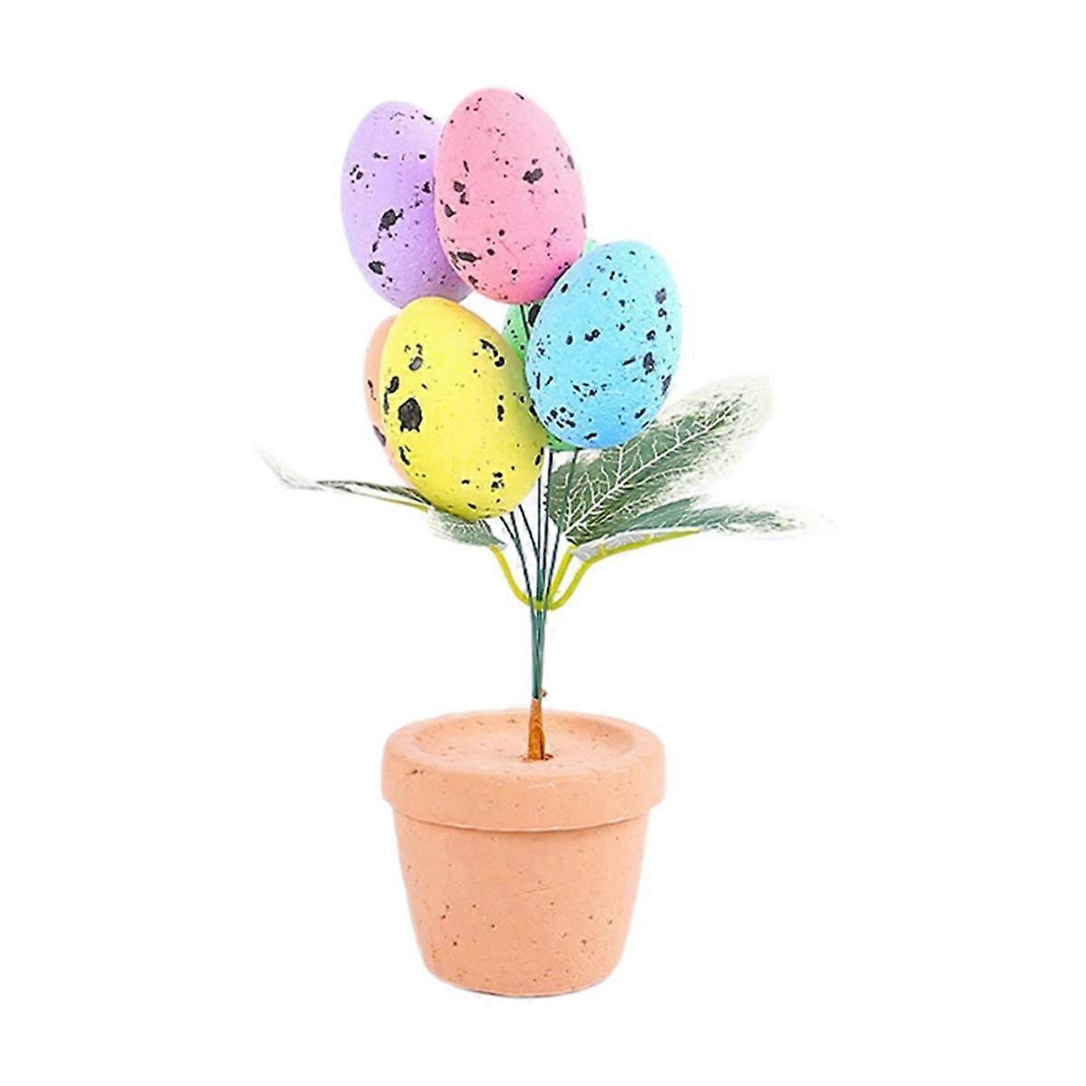 Easter Day Colourful Eggs Potting Speckled Eggs Bonsai Easter Desktop Ornaments Decor for Home 2024 Style 4, 1PCS
