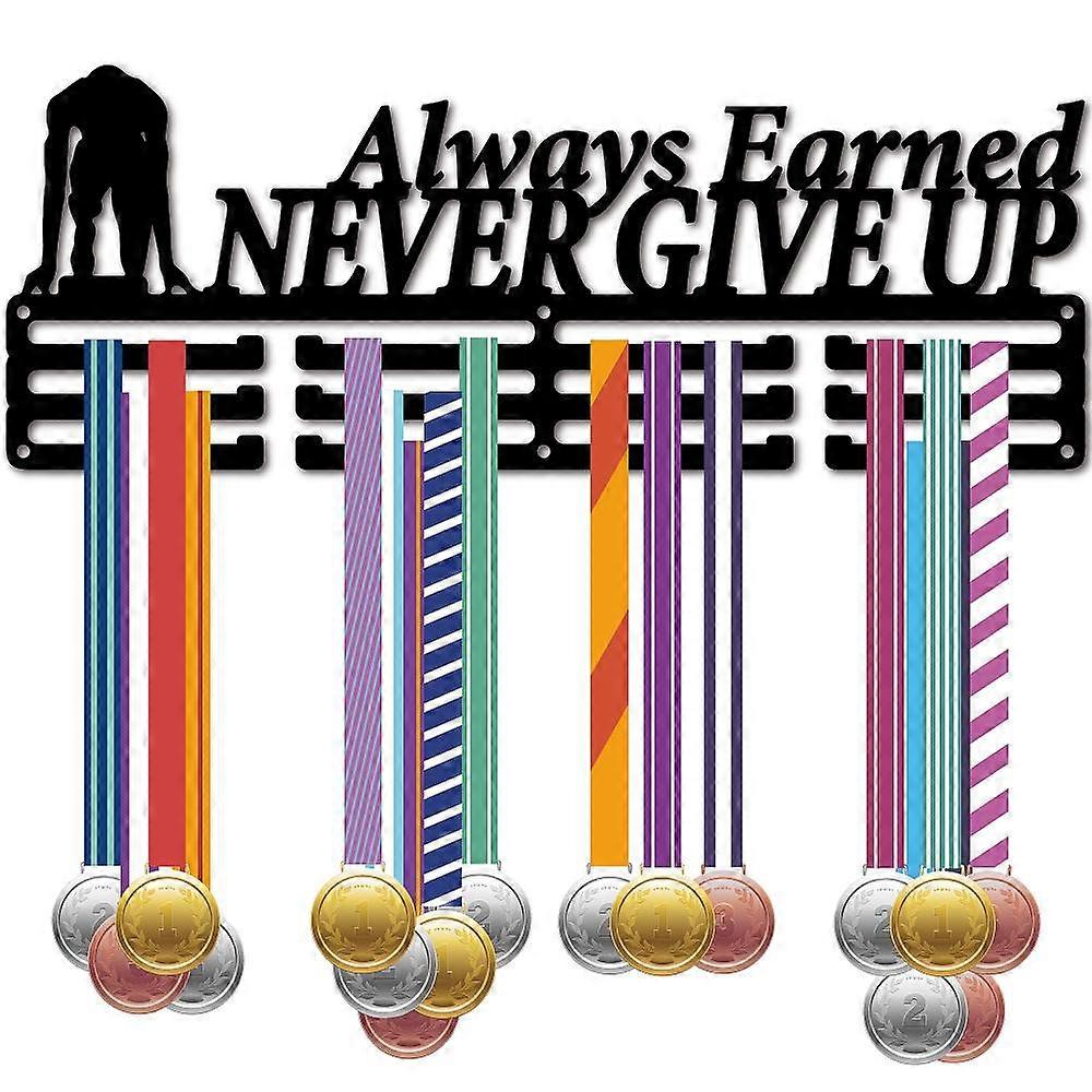 Fashion Iron Medal Hanger Holder Display Wall Rack 3-Line with Screws Black Inspiring Word 150x400mm Hole: 5mm