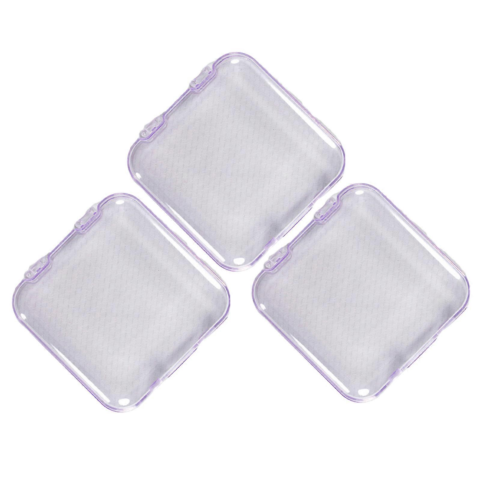 3Pcs False Nails Storage Box with Lid Transparent Plastic Beads Storage Container Multifunctional Mini Square Empty Box for Fake Nail Tips Earplugs Je