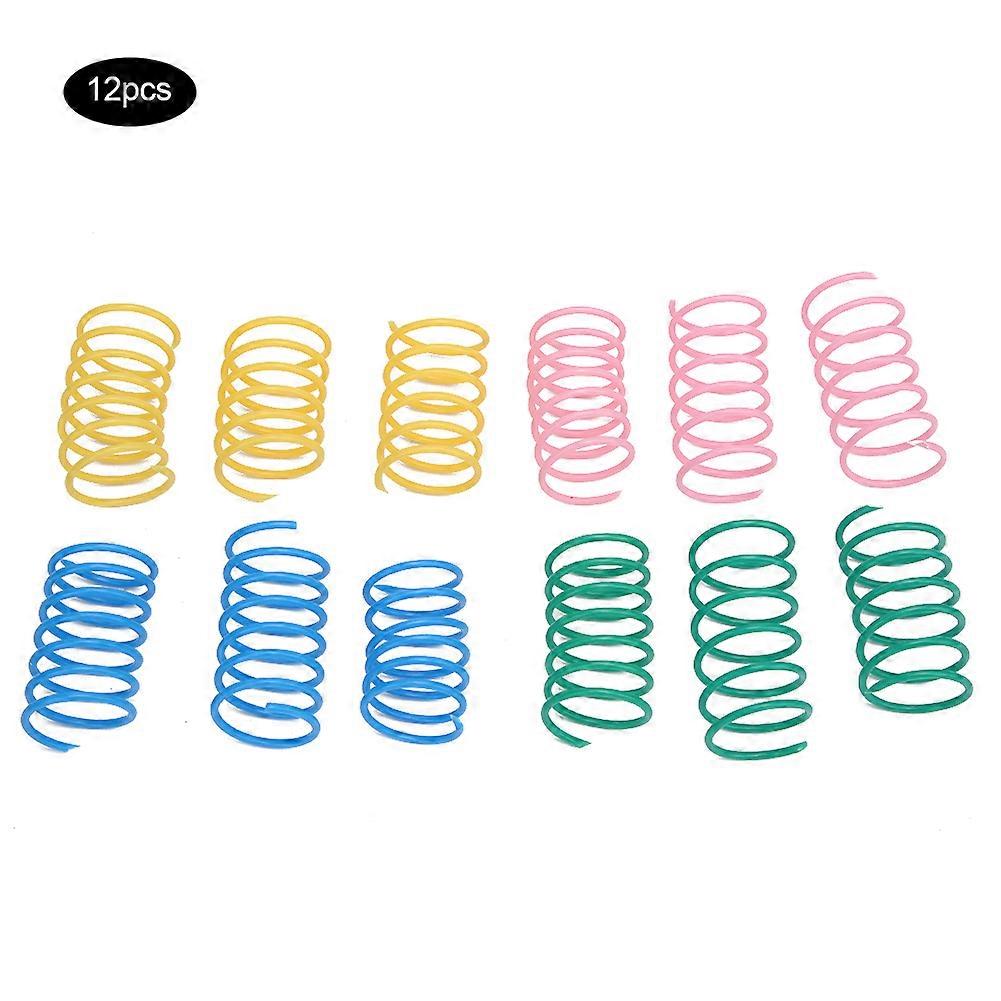12PCS Plastic Practical Durable Home Colorful Kitten Interactive Playing Pet Cat Spring Toys
