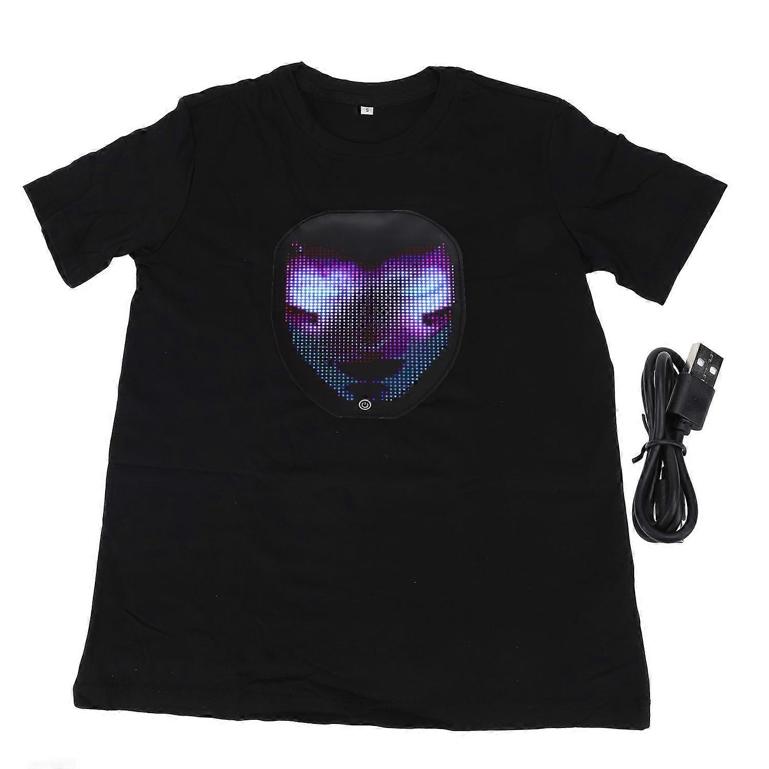 LED T Shirt Bluetooth Programmable APP Control Customizable Patterns Colorful Matrix Funny Glow Shir