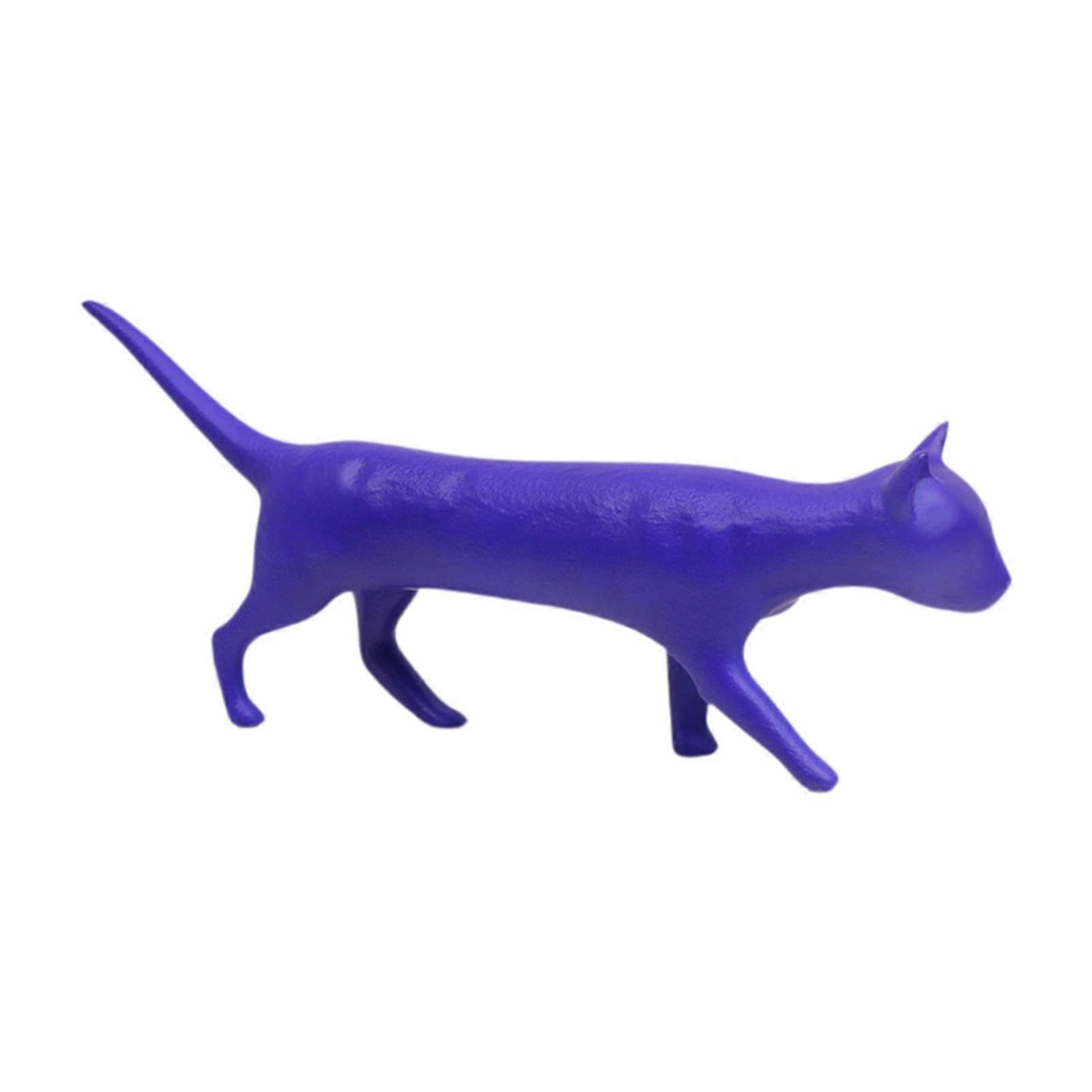 Cat Statue Centerpiece Collectible Resin Figurine for Home Bookshelf Cabinet Blue