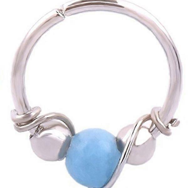 Turquoise Wrapped Nose Ring Ear Bone Stud Pierced Nose [Silver]