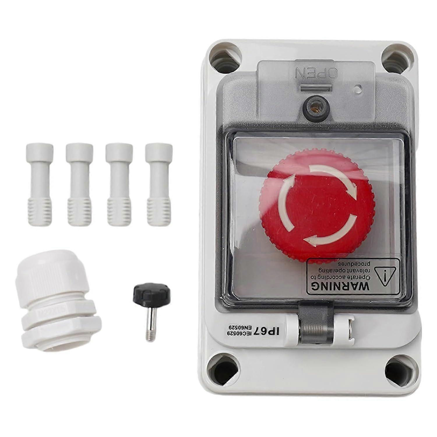 Emergency stop button with protective cover, Estop switches with box, push button box, emergency stop push button switch with box - anti-e switch