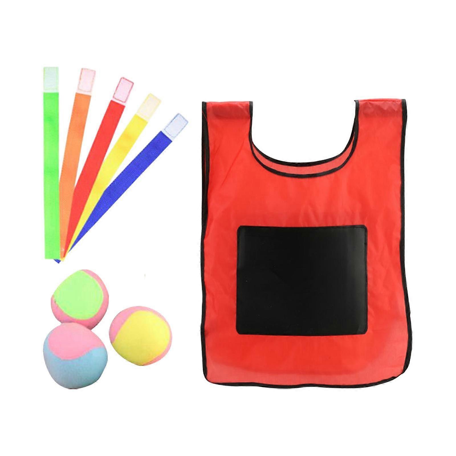 Dodgeball Game with 3 Sticky Ball Toss Soft Toy Balls for Yard Lawn Backyard L Red